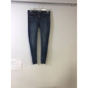 Zara Skinny Cropped Blue Jeans Mid Rise Distressed Medium Wash Women’s Size 4